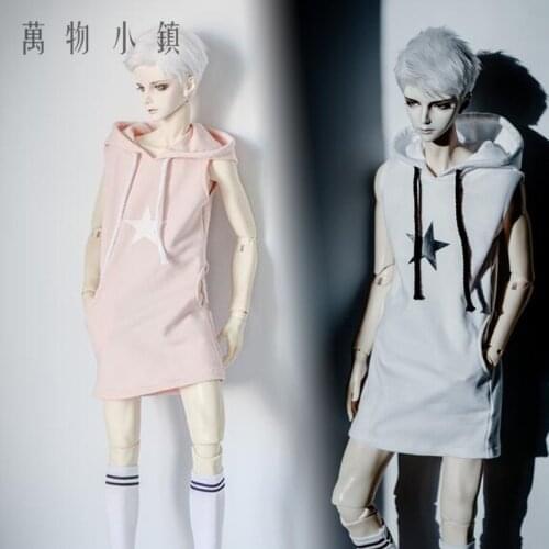 New Printing Sleeveless White/Pink Long style Hoodies 1/3 1/4 Boy BJD SD MSD Doll Clothes