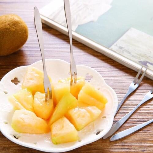1PC Stainless Steel Fruit Fork Mini Cartoon Children Snack Cake Dessert Food Fruit Pick Toothpick Bento Lunches Party Decor