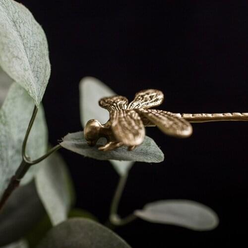 1PCS brass dragonfly furniture decoration small pull Nordic wind gold cabinet drawer cabinet door luxury cupboard handles