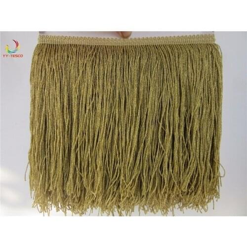 10 Yards 20 CM Long Polyester Fringed Edge Trim African Golden tassel Trimming Lace Ribbon Diy Latin Dance Clothes Accessories