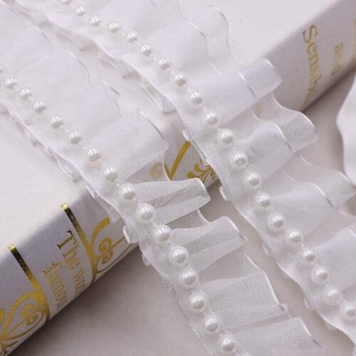 10 Yards Double pleated lace DIY wedding dress Hanfu home textile lace accessories PEARL RIBBON