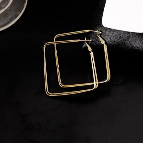 S925 Silver Needle Geometric Square Advanced Atmospheric Personality New Hoop Earrings for Women Jewelry