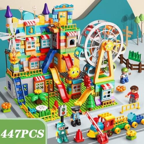 171-269PCS Marble Race Run Big Block Compatible Building Blocks Funnel Slide Blocks DIY Big Brick Toys For Children Gift