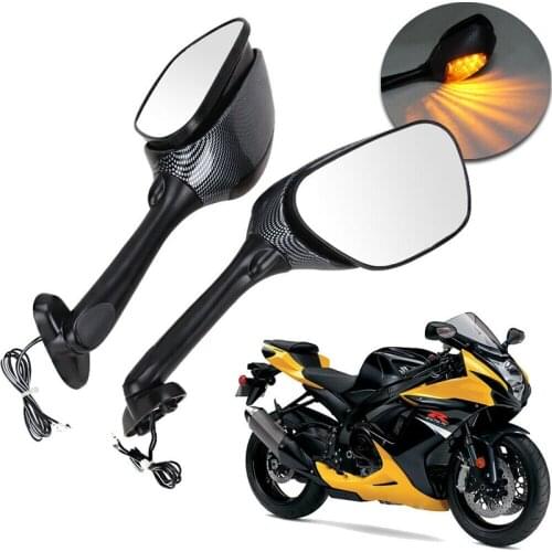 2X Motorcycle LED Turn Signal Rear View Mirrors for Suzuki GSXR600 GSXR750 2006-2012 GSXR 1000 2005-2008