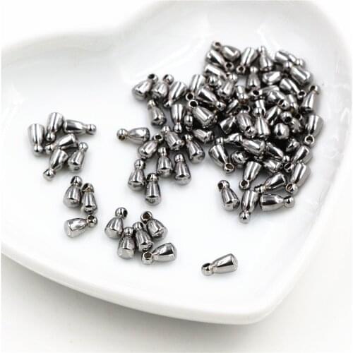 30pcs 6x3mm Stainless steel Bead Findings Extender Chain Pendant Water Drop End Beads For DIY Jewelry Making Accessories-X7-47