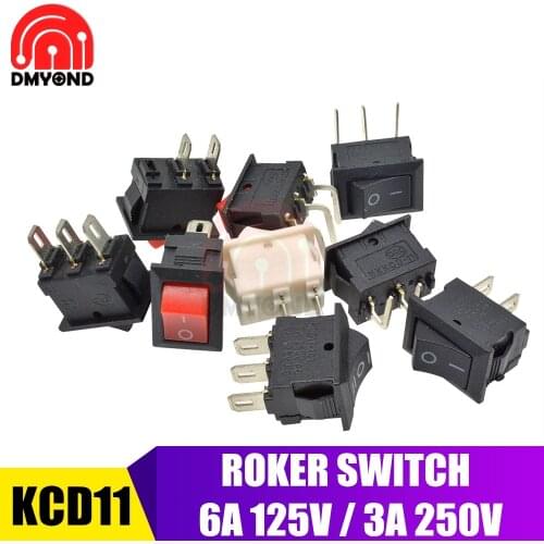 5PCS Black Red White Boat Rocker Button Switch 10x15mm 2Pin 3Pin 3A 250V Snap-in On-Off On-Off-On 2 3 PIN Without Light