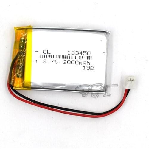 5Pcs 2000mAH 103450 Polymer Rechargeable Lithium With Plug 3.7V Li-ion Liion Battery For GPS Cell Phone Speaker MP4 Navigater
