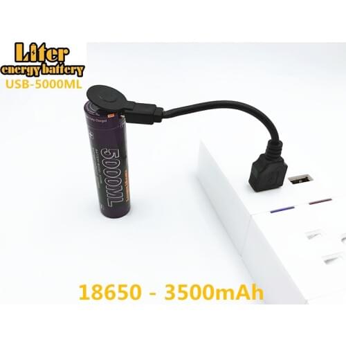 6PCS Liter energy battery USB 18650 3500mAh 3.7V Li-ion Rechargebale battery USB 5000ML Li-ion battery + USB wire