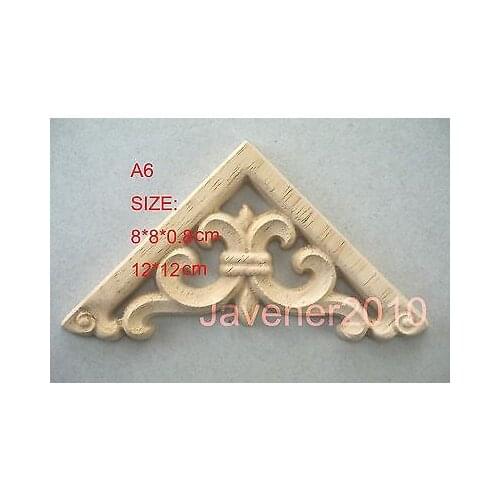 A6-12x12cm Wood Carved Corner Onlay Applique Unpainted Frame Door Decal Working carpenter Decoration