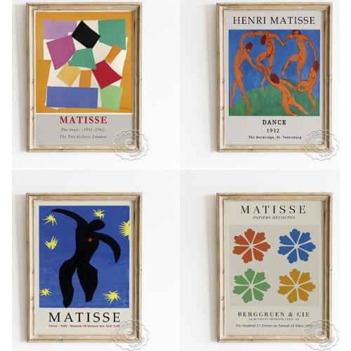 Henri Matisse Abstract Exhibition Poster, Dance Canvas Painting, The Cut Outs Icarus Wall Picture, The Snail Modern Home Decor