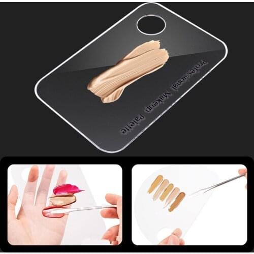1 set Acrylic Transparent Makeup Palette Polish Gel Watercolor Oil Painting Mixer with Spatula Nail Art Salon Maicure Tools