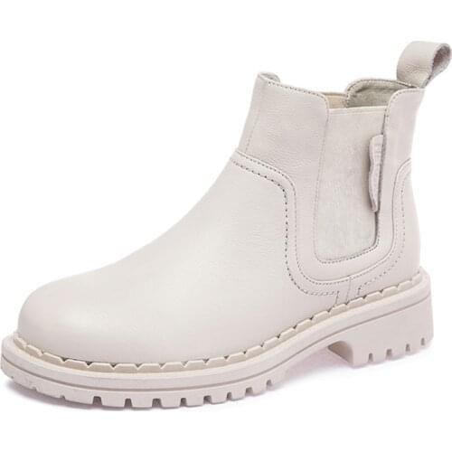 Chelsea Boots Women Heels Genuine Leather Platform Shoes Woman Booties Martin Rain Boots Female Chunky Shoes for Women 2021 New