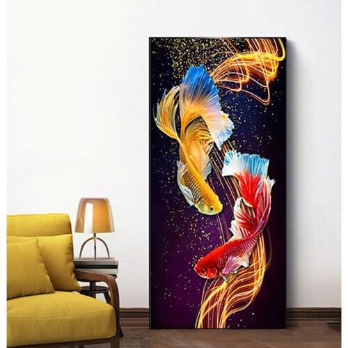 Colored Koi Fish Diamond Painting Custom full diamond embroidery Dropshipping Home Decor Picture diamond mosaic painting N1144
