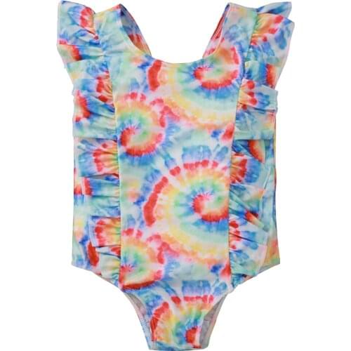 Kids Swimwear For Girls Toddler Kids Baby Girls Tie-dye Bikini One-piece Swimwear Swimsuit Beachwear Детский Купальник