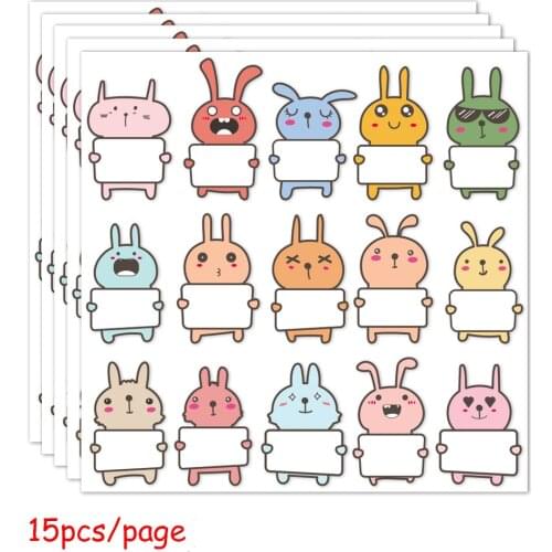 15-60pcs Cute Animal Stickers 15 Designs Blank Word Stickers For Schools Kids Stickers For Scrapbooking Stationery Name Sticker