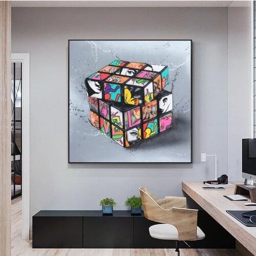 Graffiti Art of Rubiks Cube Canvas Paintings Posters and Prints Cuadros Wall Art Decorative Pictures for Kids Room Decor