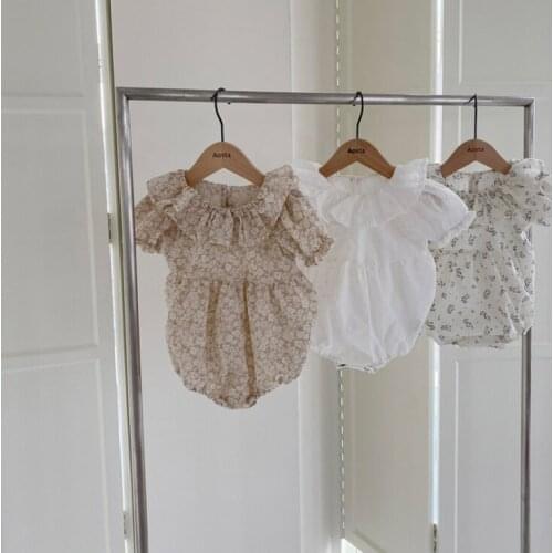 2021 new boys girls printed rompers cotton linen shorts sleeve summer babys jumpsuit