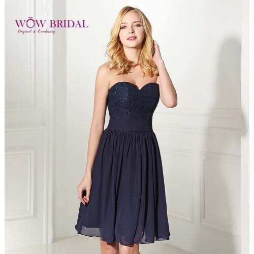 Wowbridal Navy Blue Short Homecoming Dresses 2021 Sweetheart Off the Shoulder Beaded Open Back Chiffon Tiered Ruffled Mini Skirt
