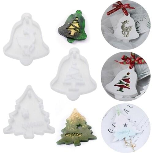 Crystal Epoxy Resin Mold Christmas Tree Elk Snowflake Pendant Casting Silicone Moulds Aromatherapy Wax DIY Crafts Making Tools