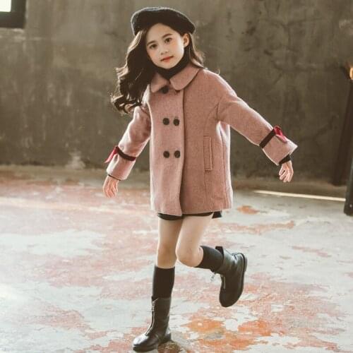 Long Sleeve Jacket Winter Spring Coat Outerwear Top Children Clothes School Kids Costume Teenage Girl Clothing Woolen Cloth High