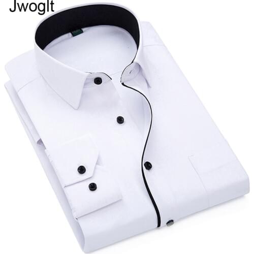 Men Clothes Business Casual Twill Men Shirt Long Sleeve Casual Shirts For Men Slim Fit White Blue Work Male Dress Shirts