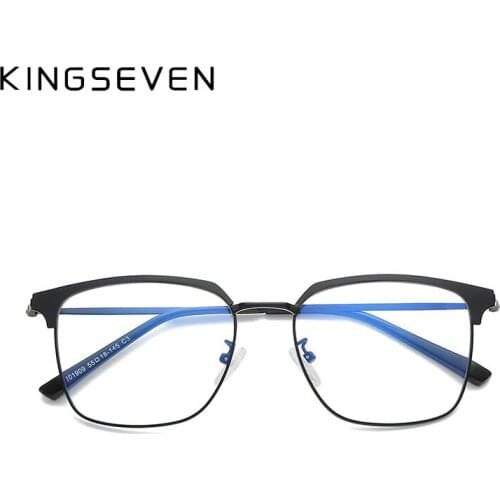 KINGSEVEN Titanium Glasses Frame Men Square Eyewear Male Classic Optical Prescription Eyeglasses Computer anti-blue glasses