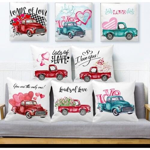 Valentines Day Pillowcase Romantic Love Pink Cartoon Peach Skin Decor Wedding Car Cushion Cover Couple Holiday Gifts 45x45 Cm