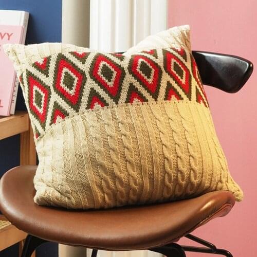 DUNXDECO Cushion Cover Decorative Pillow Case Vintage Simple Bohemia Knitting Square Coussin Room Sofa Chair Cushion Cover