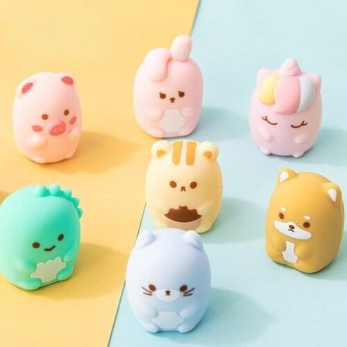 2021 New Kawaii Korean Version of Cartoon Cute Animal Student Manual Silicone Pencil Sharpener Cute School Supplies Stationery