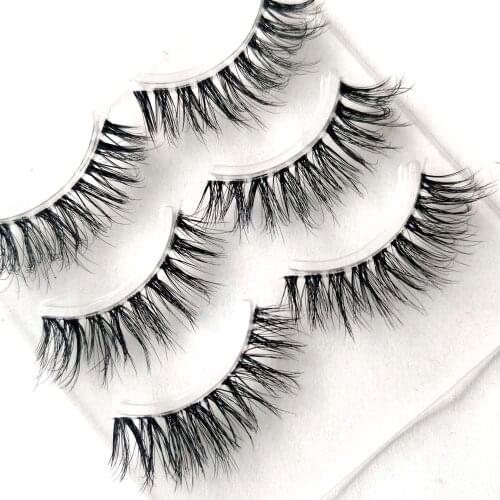 NEW False Eyelashes 3 Pairs Pure Handmade Natural Transparent Terrier Fake Eyelashes Short Paragraph Bare Makeup Eyelashes