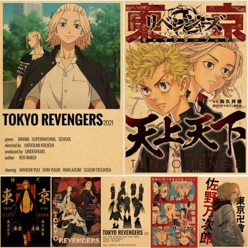 New Japanese Anime Tokyo Revengers Poster Kawaii Cartoon Decor Wall Stickers Kraft Paper Art Print Home Room Decoration Painting