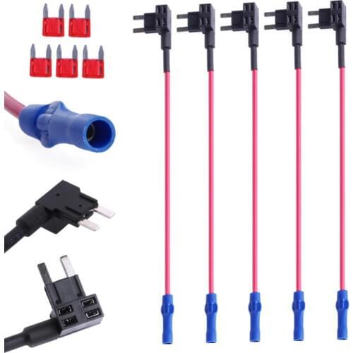 OOTDTY 5Pcs Mini ATM Fuse Adapter tap Dual Adapter Holder For Car Auto Truck