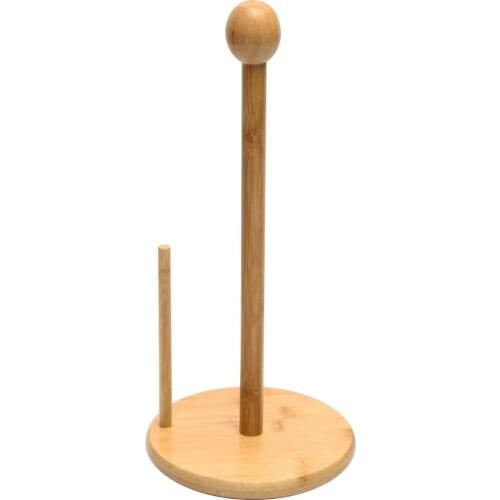 Free Standing Bamboo Wooden Toilet Paper Roll Holder Tissue Storage Stand 33cm