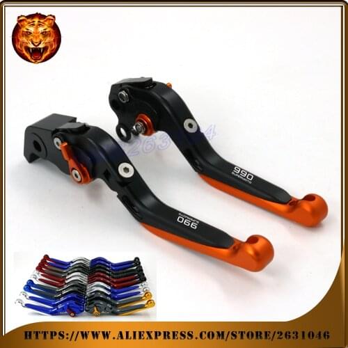 Adjustable Folding Extendable Brake Clutch Lever For KTM 990 SUPERMOTO/R 990SUPERMOTO 2009 2011 2012 Orange LOGO Motorcycle