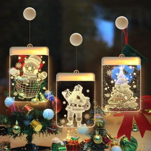 Christmas Hanging Lights LED Xmas Tree Santa Holiday Fairy Lighting Lamp for Christmas Party Home Store Window Decoration Light