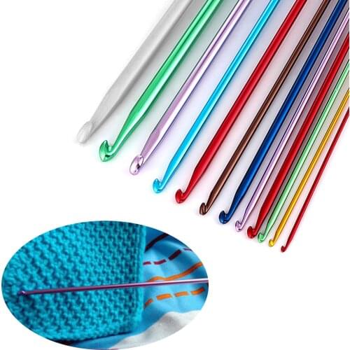 2.5-11mm 14 Size Tunisian Afghan Crochet Hooks Needle Multicolor Knitting Needles Hook Weaving Tool Long Sweater Sewing Needle