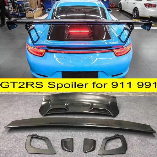 GT2RS style rear spoiler for Porsche 911 991 body kits carbon fiber rear wing spoiler auto car rear bumper lip wing CF spoilers