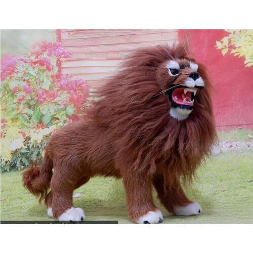 50x35cm brown lion hard model,polyethylene&furs handicraft Figurines&Miniatures home decoration toy gift a2880