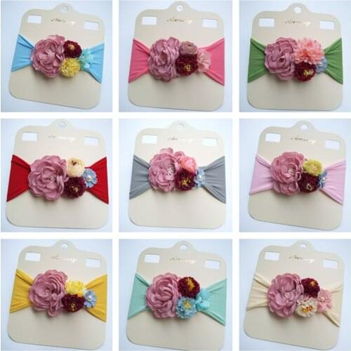 Boutique Baby Flower Headband Kids Girls Hair Accessories Nylon Soft Floral Turban Fashion Girl fabric Headwrap 10pcs