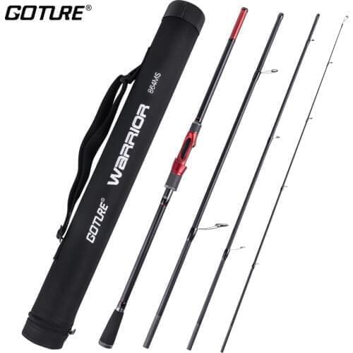 Goture WARRIOR Fishing Rod 2.7M 2.4M 2.28M 2.13M 4 Pieces Carbon Fiber Spinning Casting Travel Rods with Portable Bag