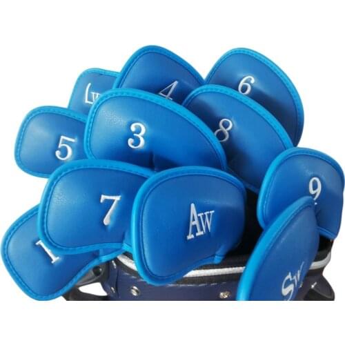 12pcs/pack Golf Irons Headcover Pu Leather Golf Clubs Iron Set Covers New Blue Colors