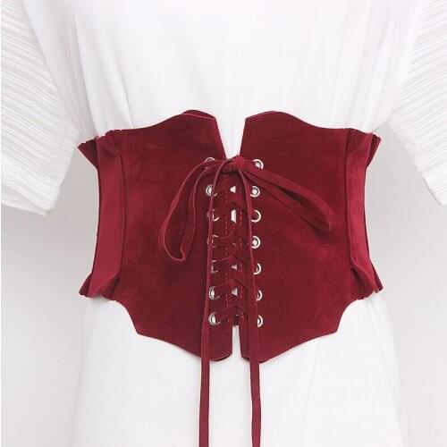 Womens runway fashion faux suede leather Cummerbunds female Dress Corsets Waistband Belts decoration wide belt TB1186
