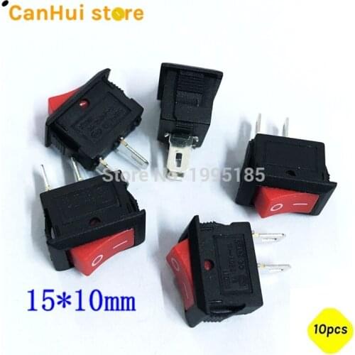 10pcs 10*15mm SPST 2PIN ON/OFF Boat Rocker Switch 3A/250V Car Dash Dashboard Truck Home Sell At A Loss 15*10 RED Push Button
