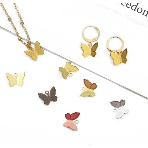 100pcs 11x13mm Copper Butterfly Filigree Wraps Connectors Charms Pendant For DIY Earrings Necklace Jewelry Making Handmade