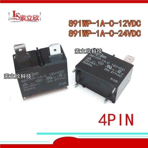 20PCS/LOT New Relay 891WP-1A-C-12VDC 891WP-1A-C-24VDC 891WP-1A-C 12V 24V 25A 4PIN Water heater air conditioning dedicated