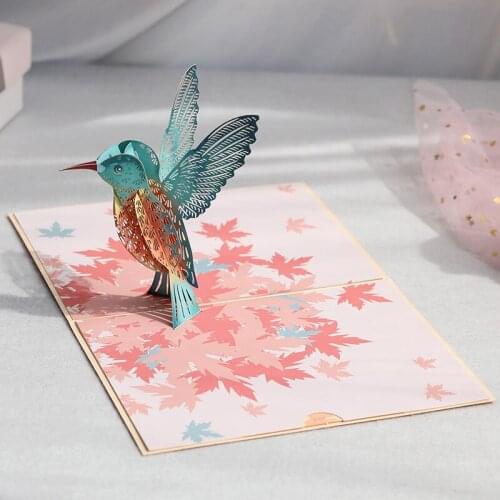 3D Pop Up Hummingbird Bird Greeting Thinking Of You Card For Birthday Fathers Day Mothers Day Wedding Envelope