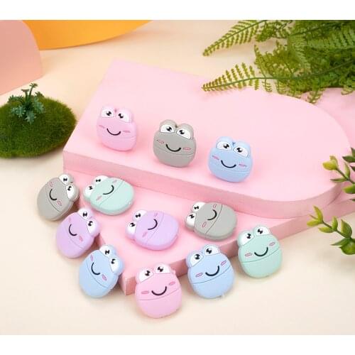 Sunrony 50pcs Frog Silicone Beads Baby Silicone Teethers Food Grade Pacifier pendant Baby products Silicone Rodents BPA Free