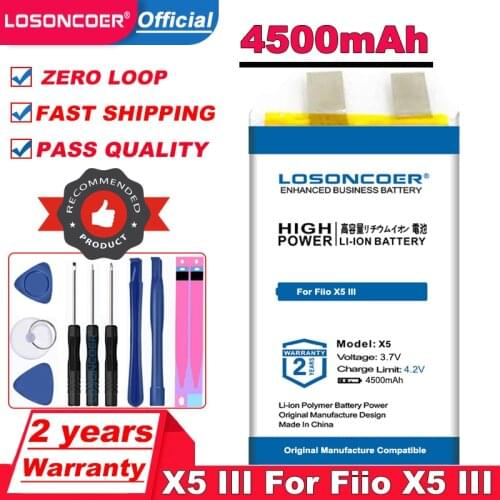 LOSONCOER X5 III 4500mAh Battery for Fiio X5 III Gen 3 Player Batteries