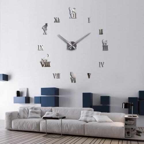 New sale diy acrylic mirror wall clock 3d big quartz watch still life clocks living room home decoration stickers horloge mural