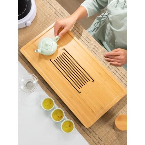 Dry Bubble Bamboo Tea Tray Drainage Vintage Water Storage Eco Friendly Chinese Tea Tray Serving Bandeja Madera Kitchen Teaware